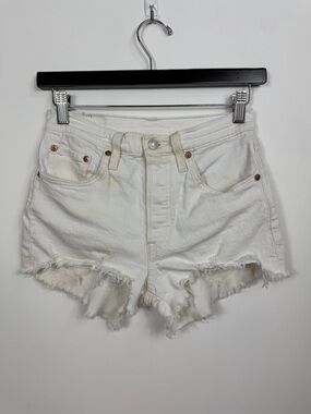 Levi's 501 Distressed Cutoff Denim Shorts Size 23 White Button Fly Classic Boho